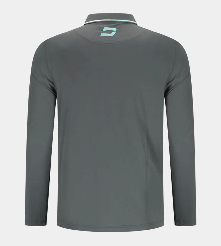 BAND LONG SLEEVE POLO - CHARCOAL - Image 2