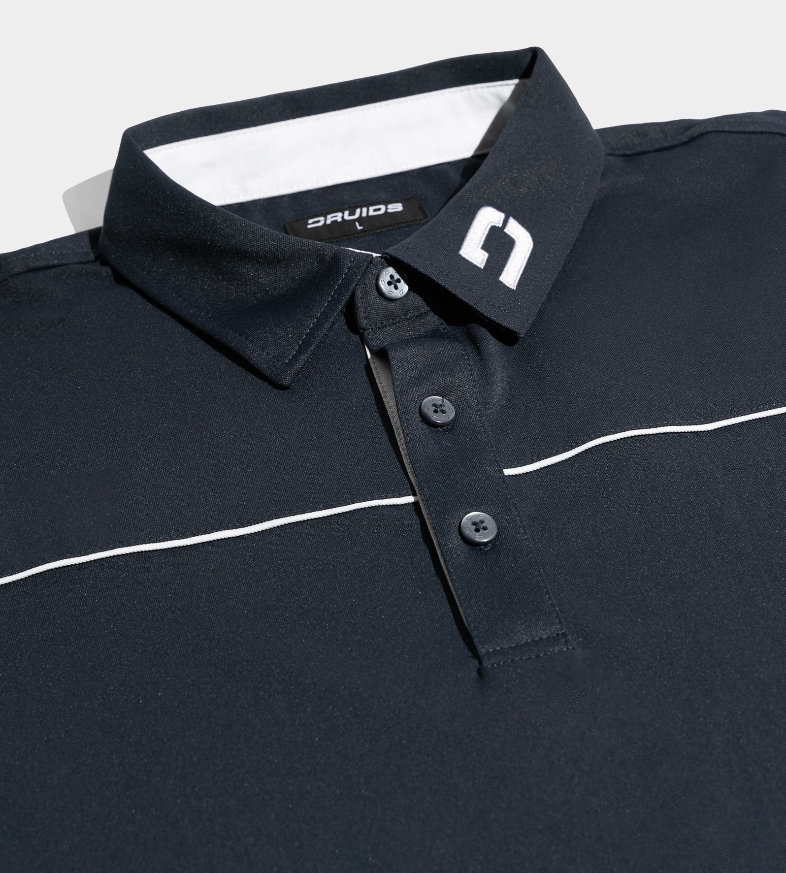 BLOCK PIQUE LONG SLEEVE POLO - NAVY/WHITE - Image 3