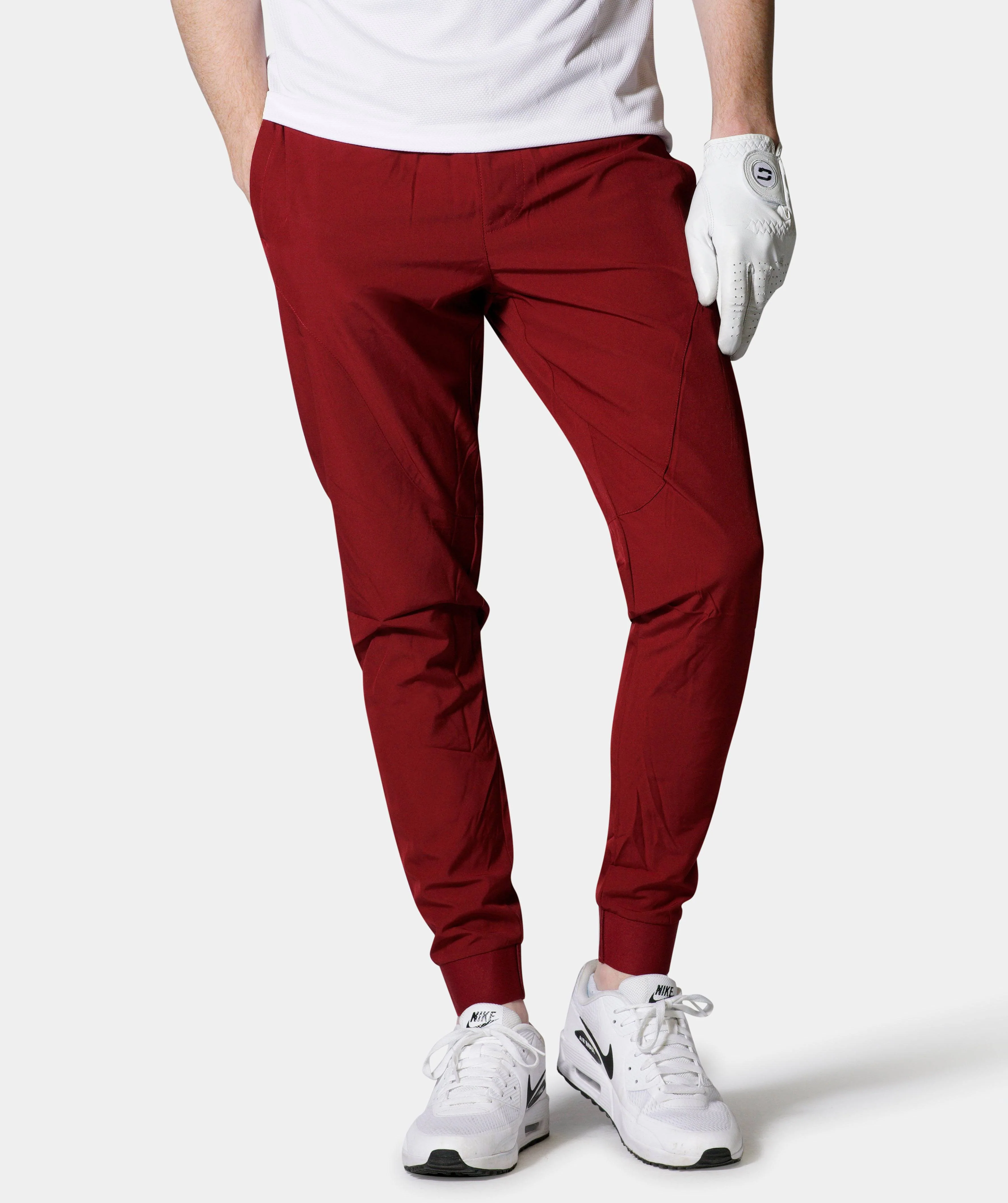 LUXE GOLF JOGGERS - BURGUNDY - Image 4
