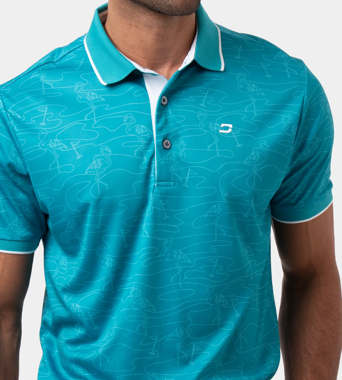 FLAMINGO FLAG POLO - TEAL - Image 5