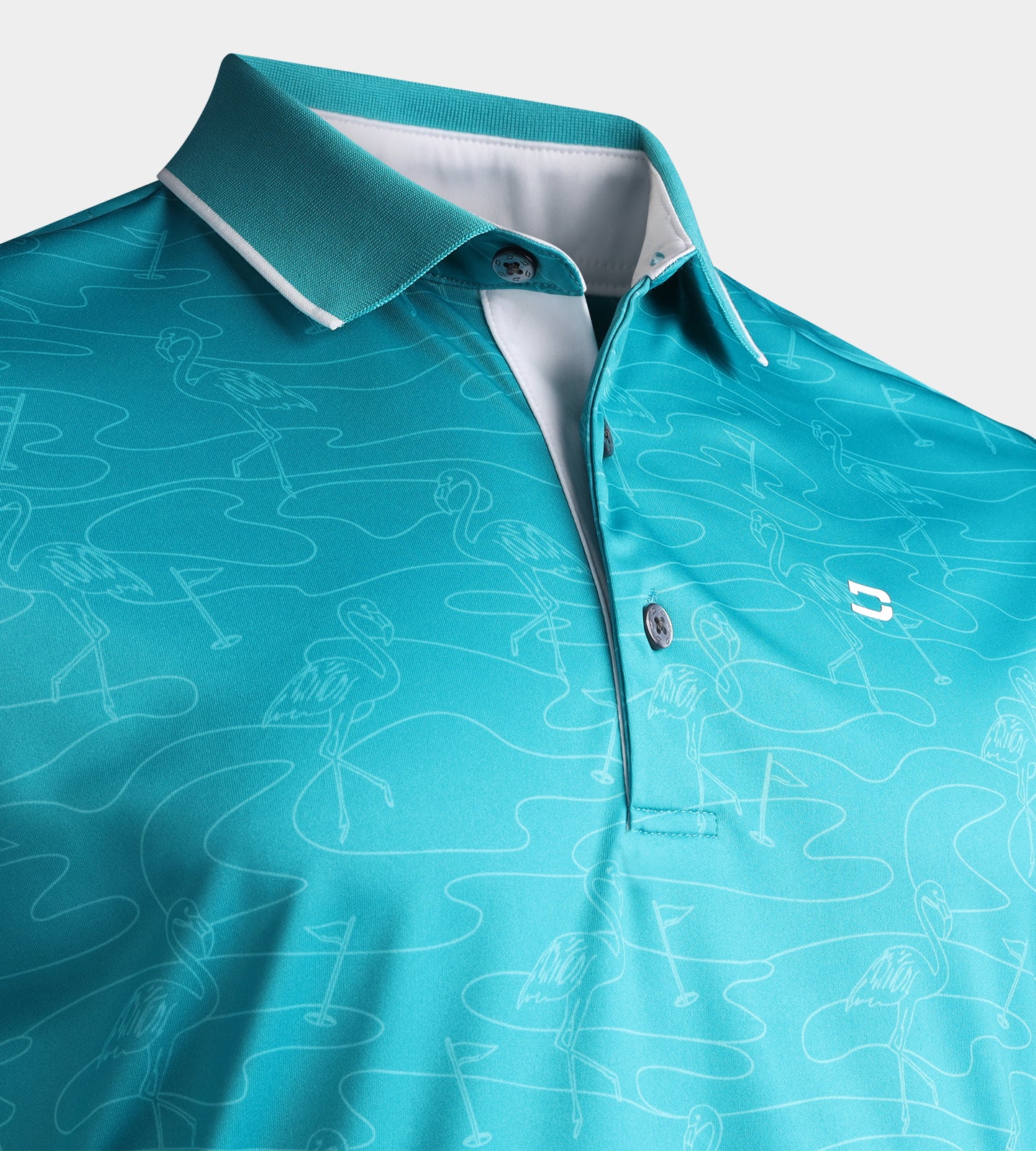 FLAMINGO FLAG POLO - TEAL - Image 6