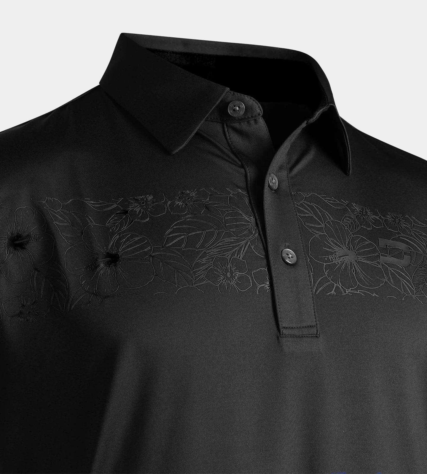 FLORAL PANEL POLO - BLACK - Image 3