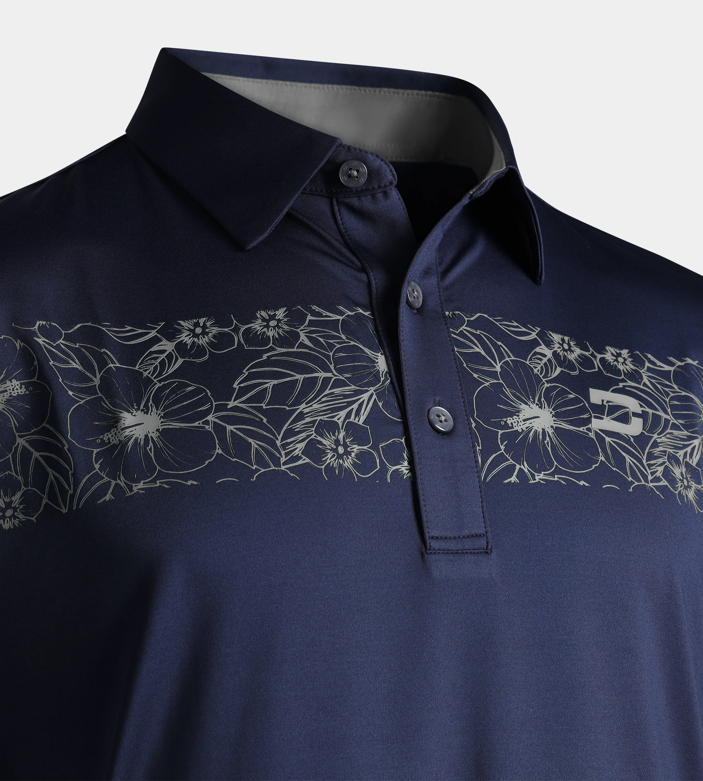 FLORAL PANEL POLO - NAVY - Image 3