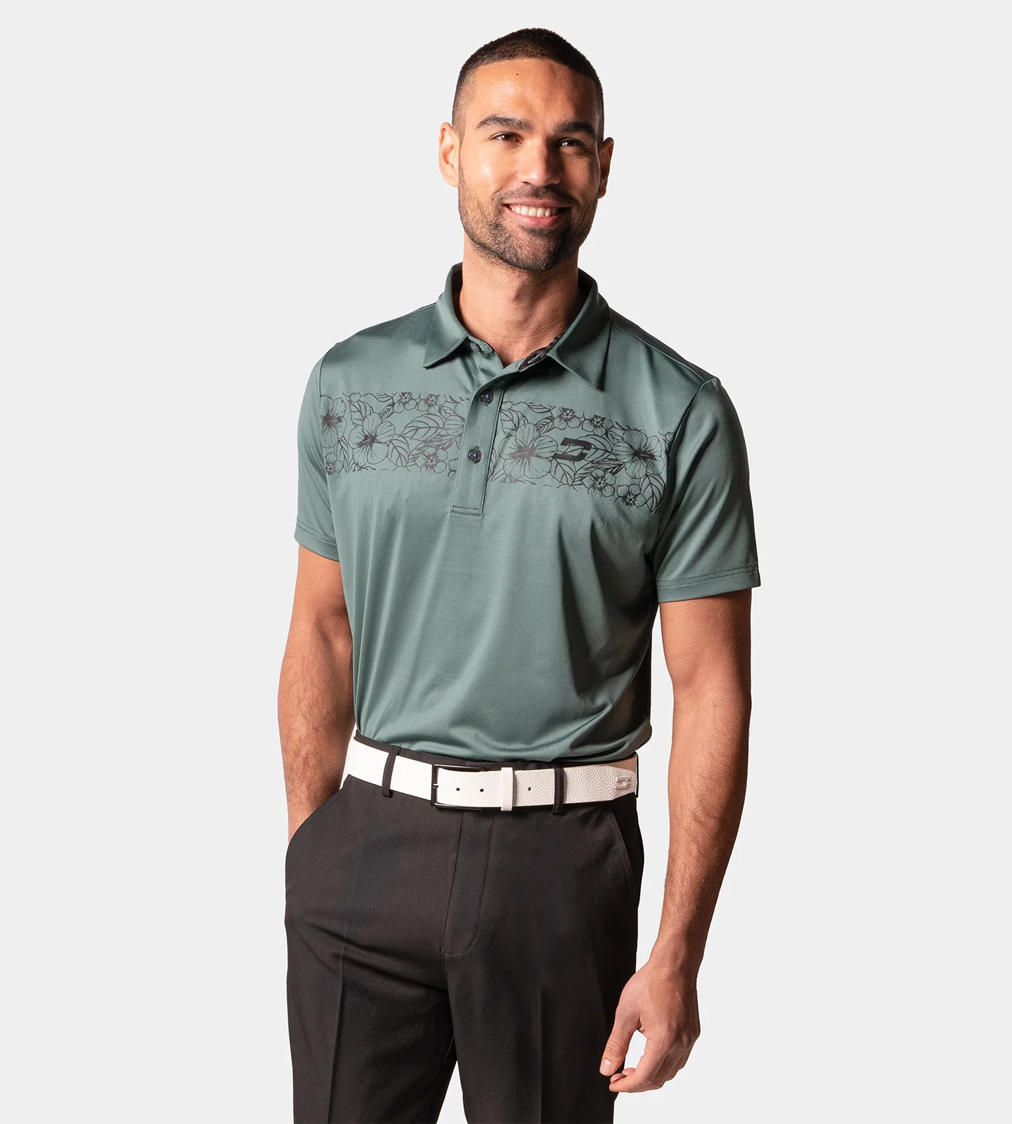 FLORAL PANEL POLO - SAGE - Image 4