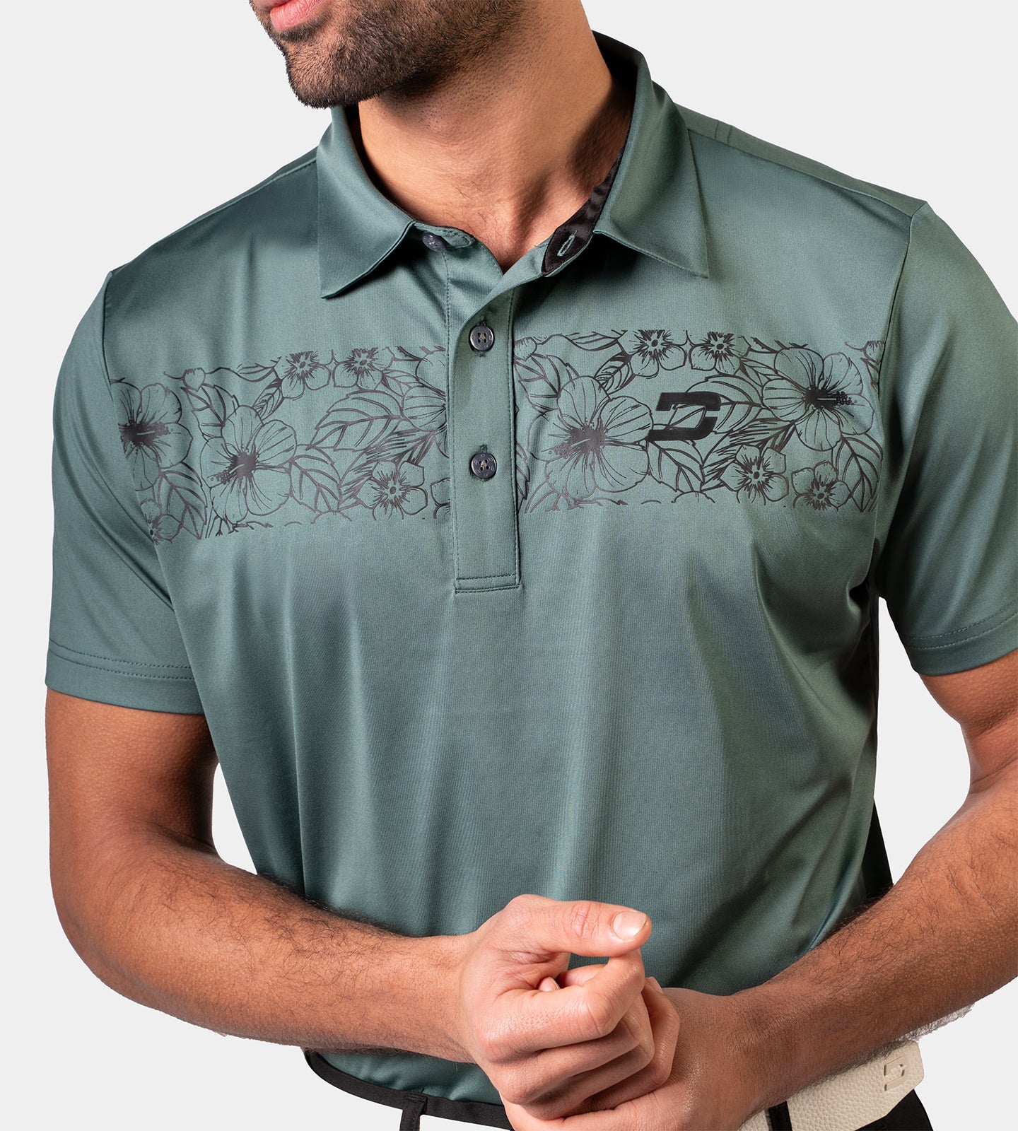 FLORAL PANEL POLO - SAGE - Image 6