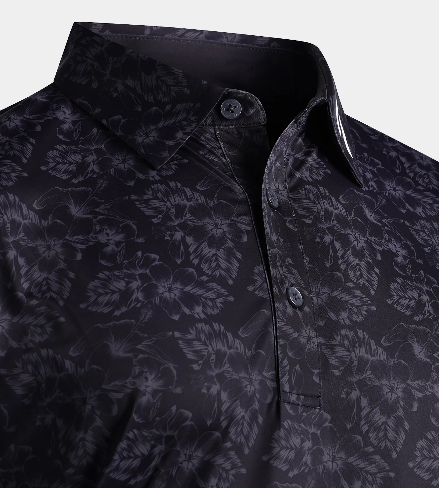 FLORAL TECH POLO - BLACK - Image 3
