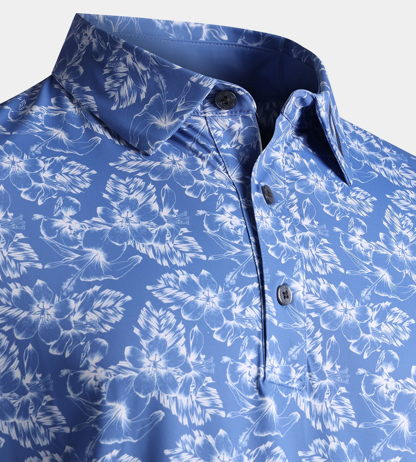 FLORAL TECH POLO - BLUE - Image 3
