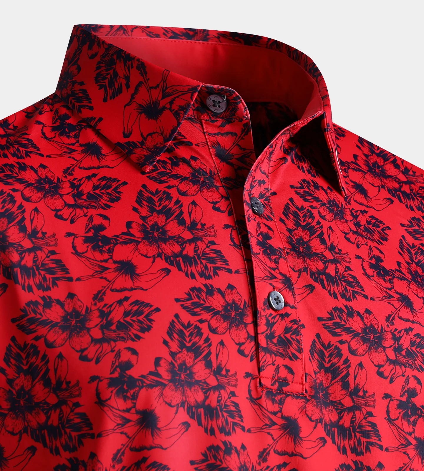 FLORAL TECH POLO - RED - Image 3