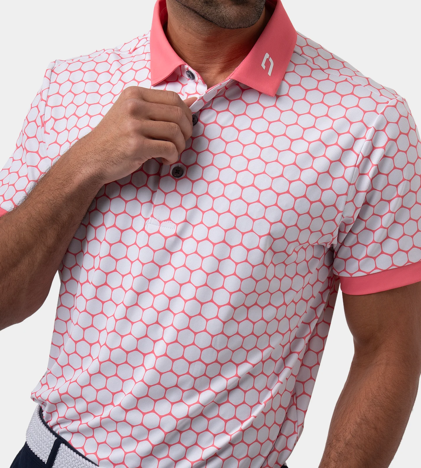HEXA PREPPY POLO - WHITE/ CORAL - Image 5