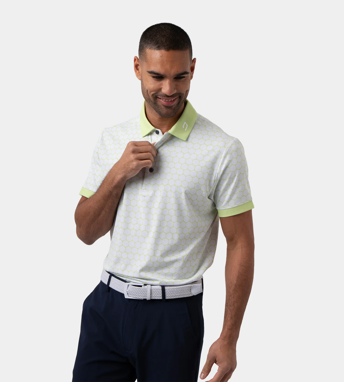 HEXA PREPPY POLO - WHITE/ LIME - Image 3