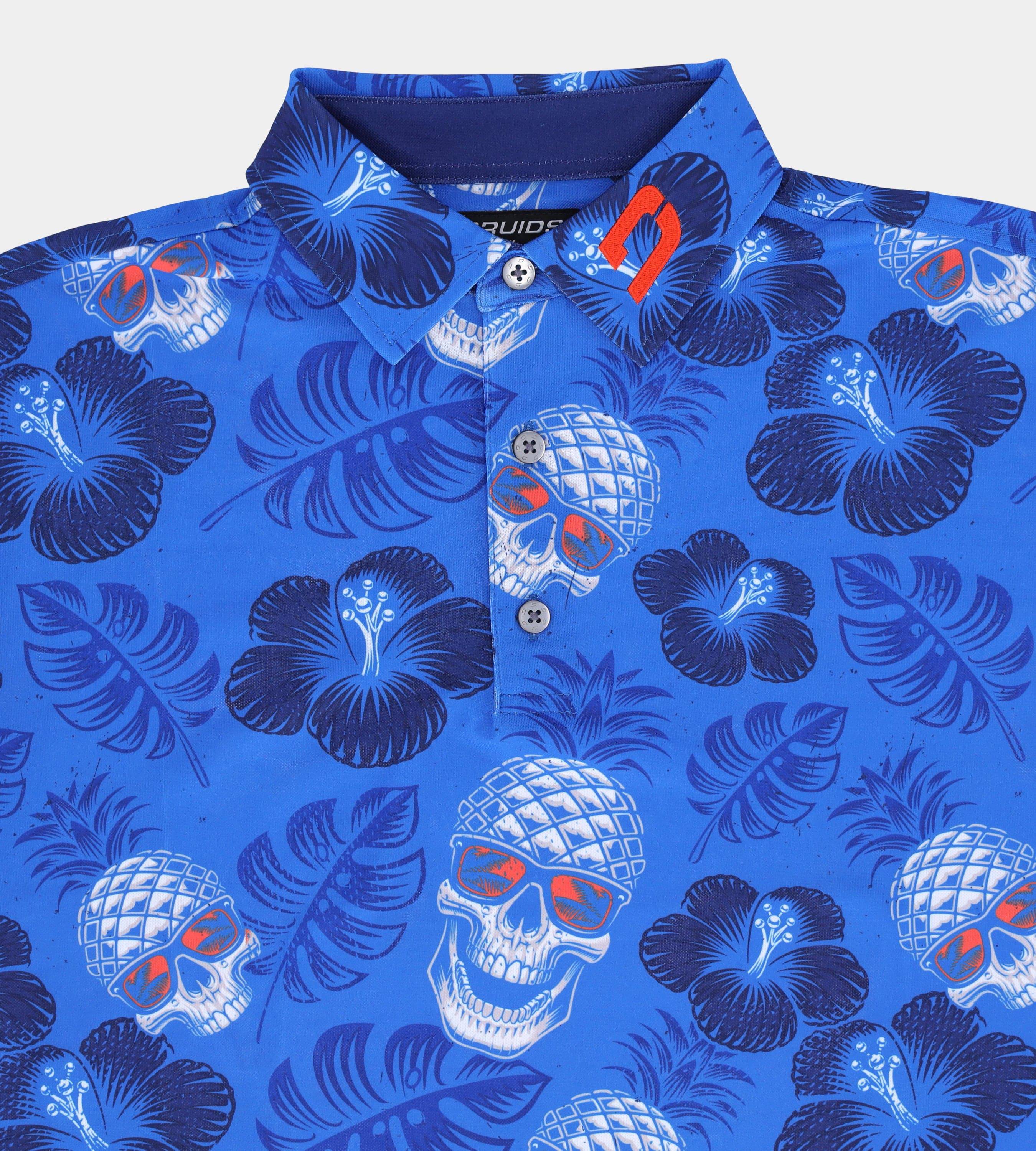 KIDS PINEAPPLE SKULLS POLO - BLUE/ORANGE - Image 3
