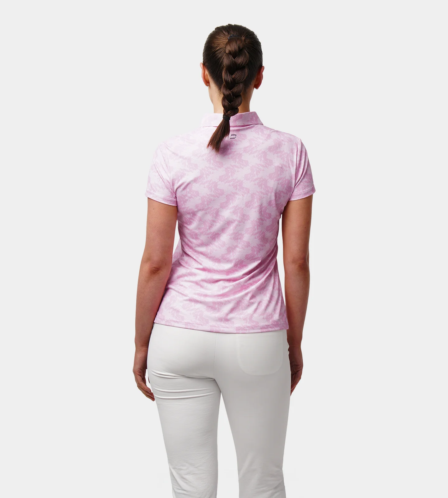LADIES ABSTRACT EMOTIVE POLO - CORAL - Image 2