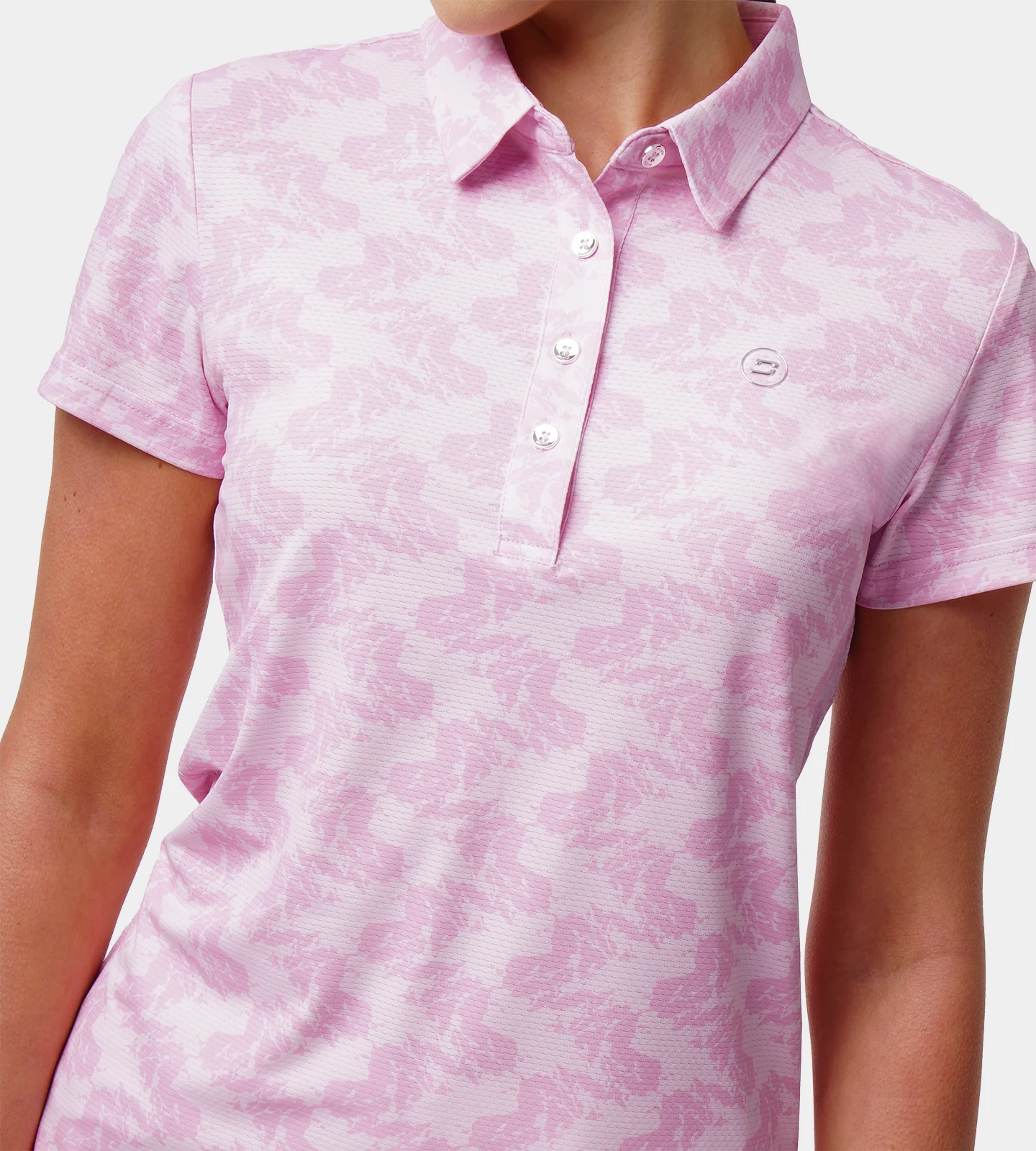 LADIES ABSTRACT EMOTIVE POLO - CORAL - Image 4