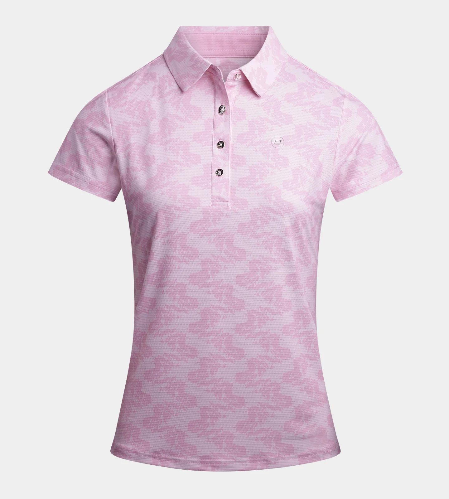 LADIES ABSTRACT EMOTIVE POLO - CORAL - Image 5