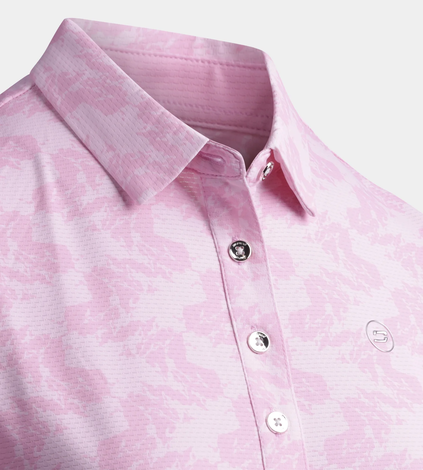 LADIES ABSTRACT EMOTIVE POLO - CORAL - Image 6