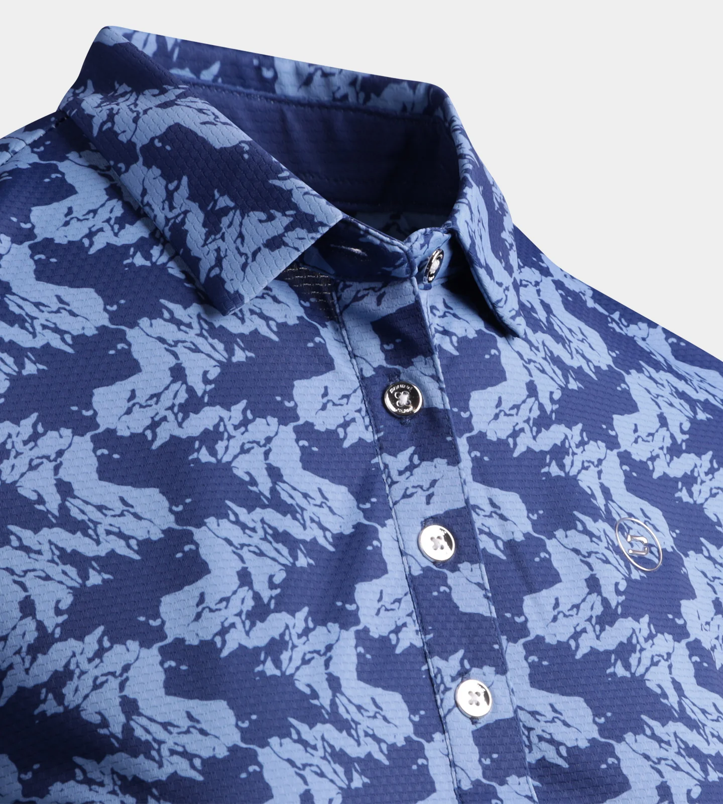 LADIES ABSTRACT EMOTIVE POLO - NAVY - Image 7