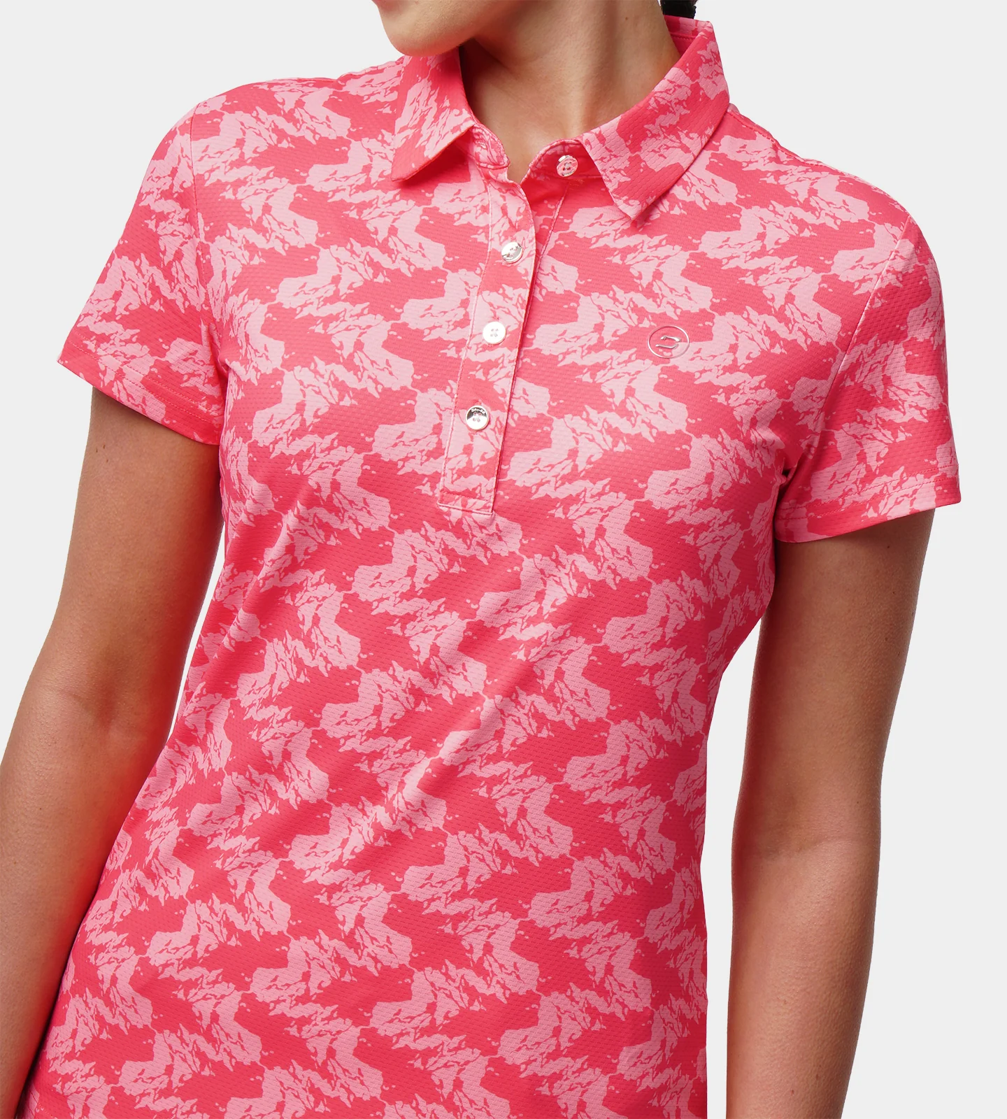 LADIES ABSTRACT EMOTIVE POLO - PINK - Image 2