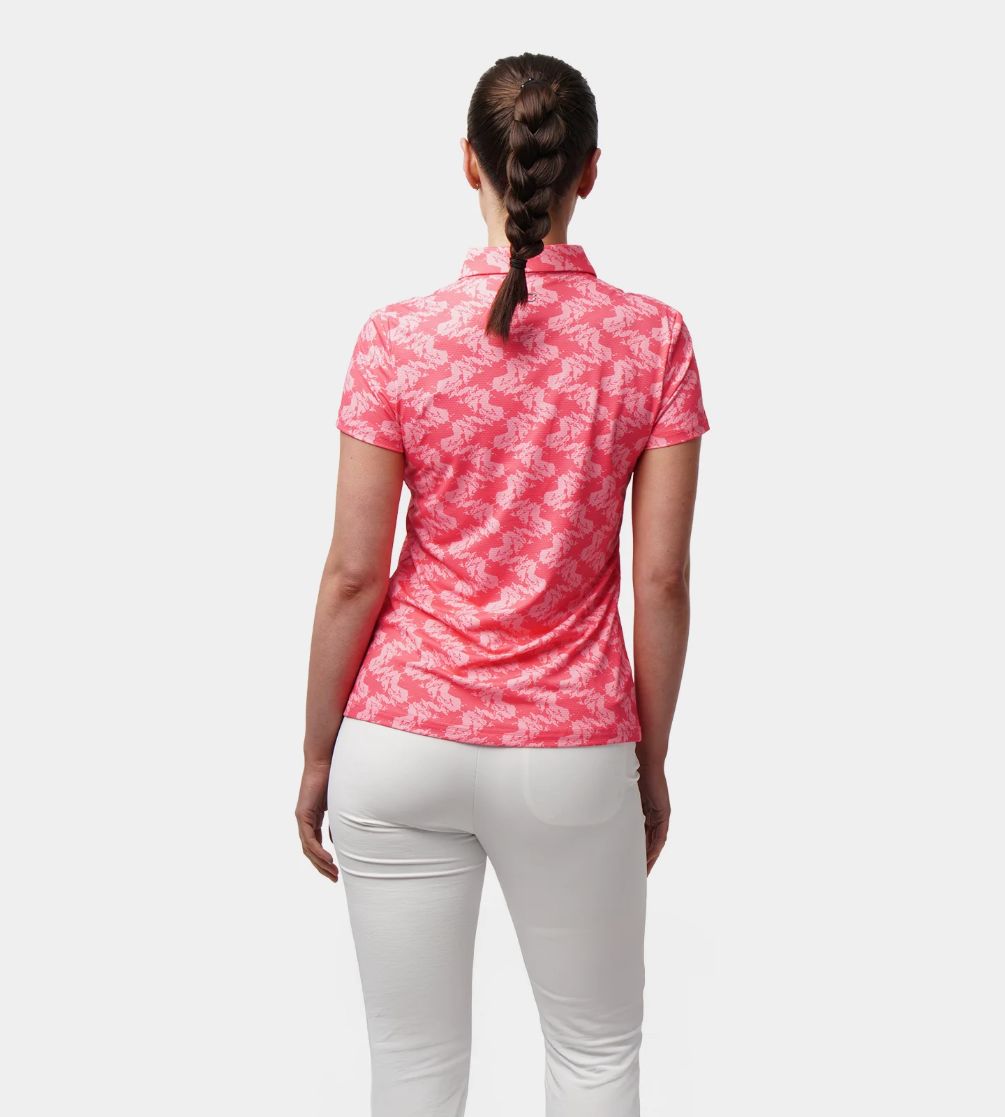 LADIES ABSTRACT EMOTIVE POLO - PINK - Image 3