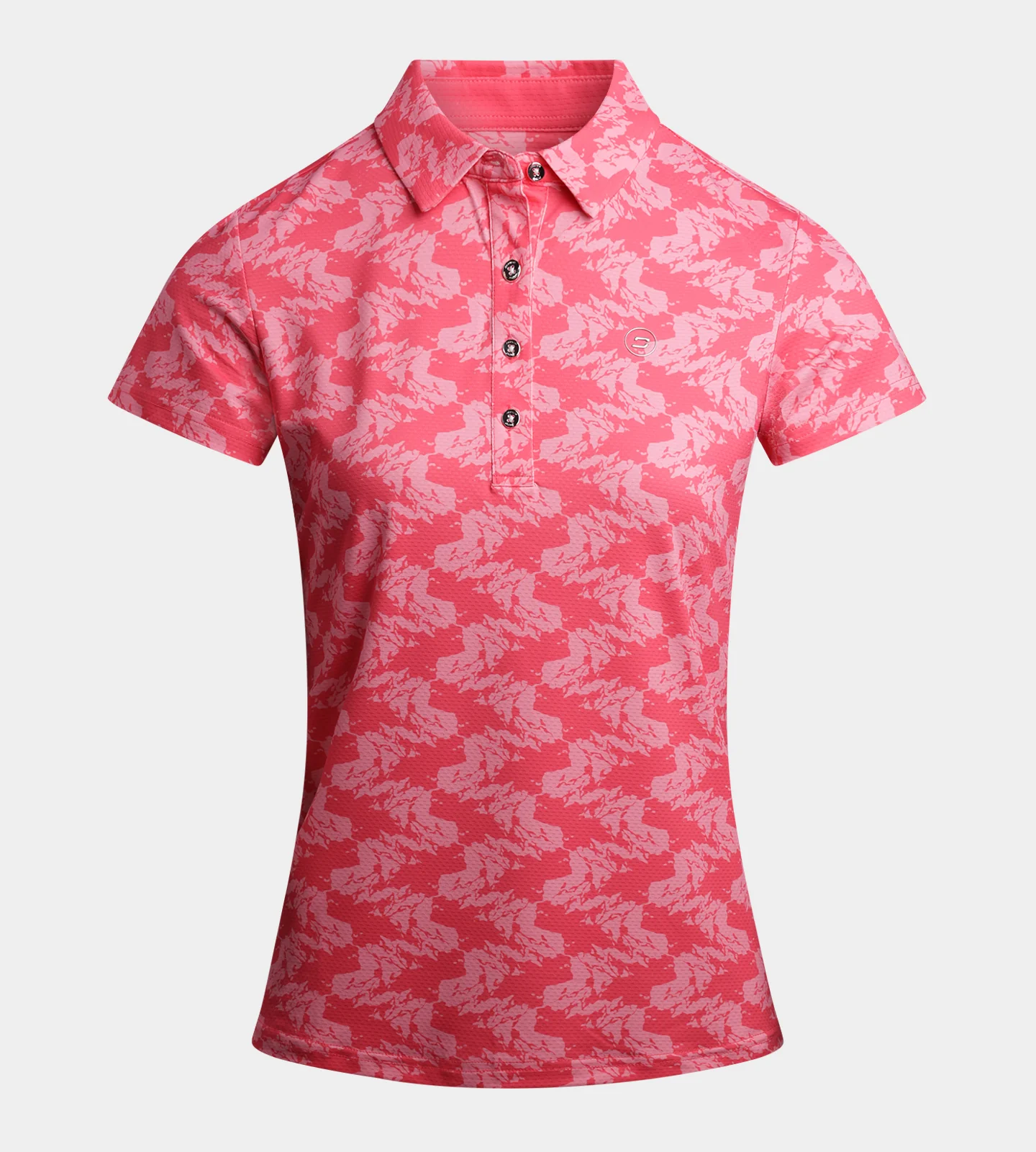 LADIES ABSTRACT EMOTIVE POLO - PINK - Image 6