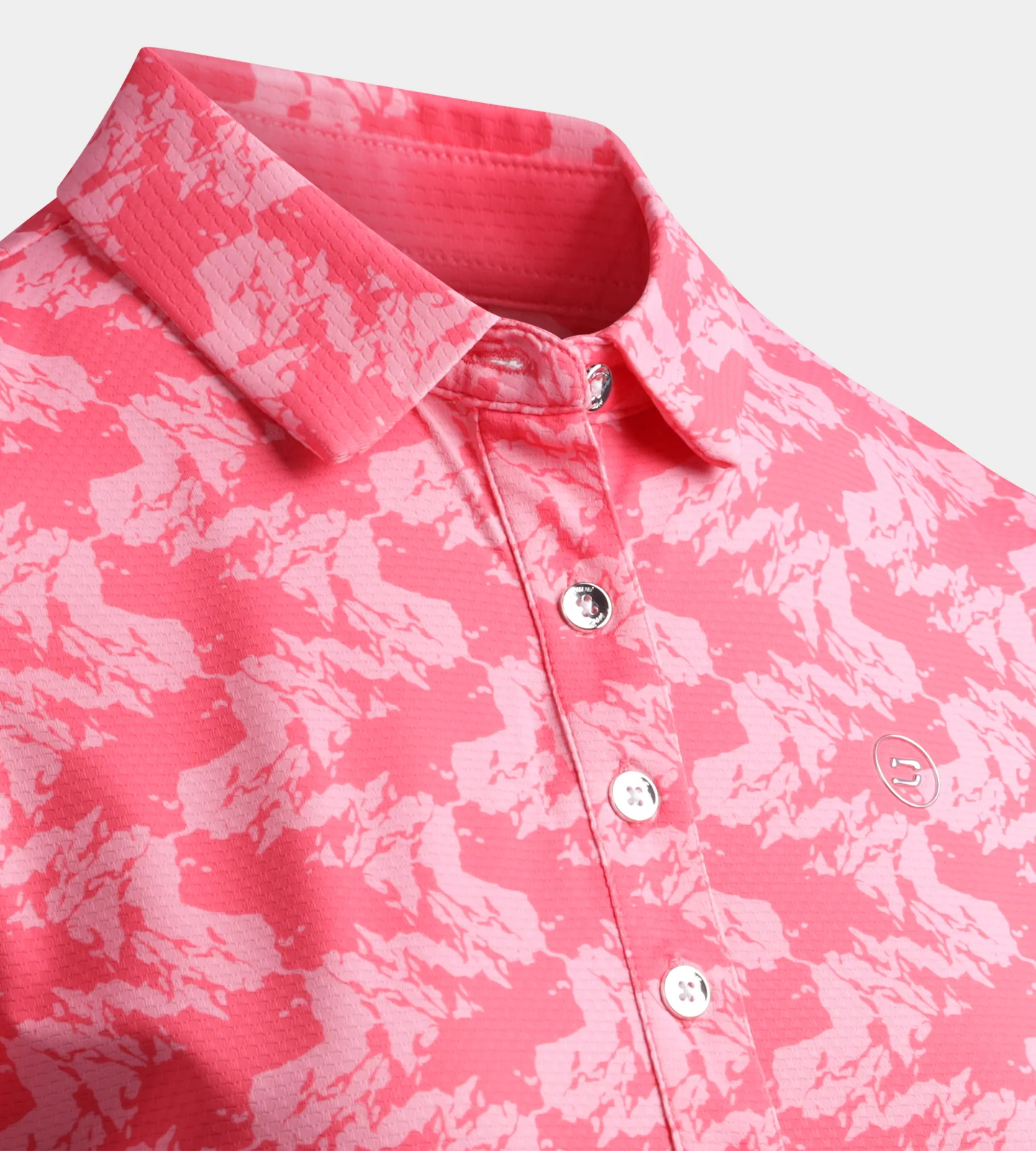 LADIES ABSTRACT EMOTIVE POLO - PINK - Image 7