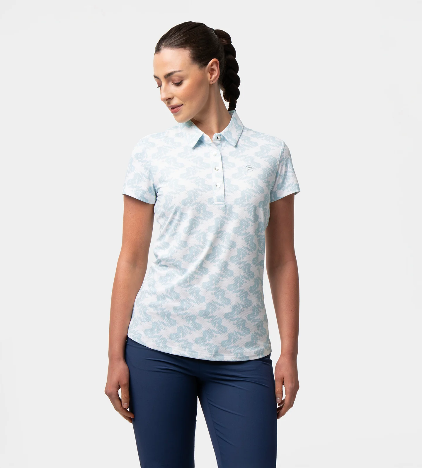 LADIES ABSTRACT EMOTIVE POLO - WHITE