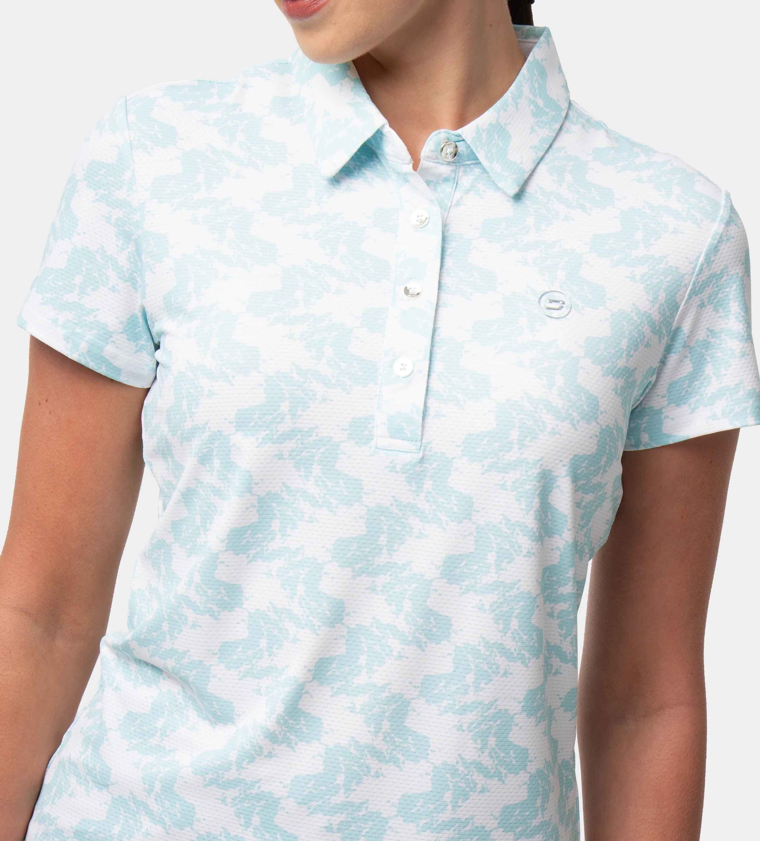 LADIES ABSTRACT EMOTIVE POLO - WHITE - Image 2