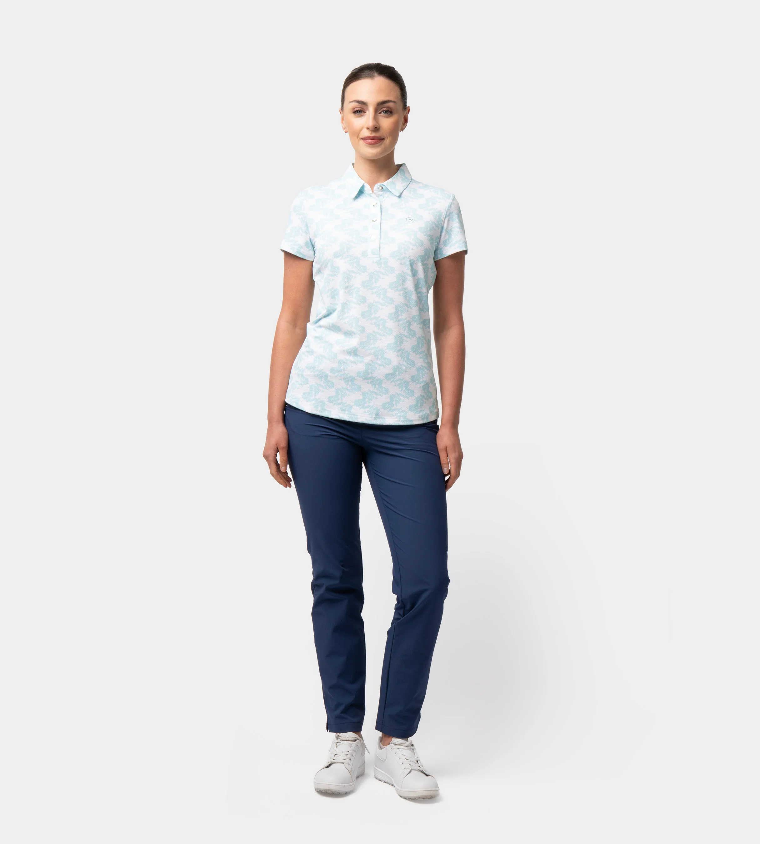 LADIES ABSTRACT EMOTIVE POLO - WHITE - Image 4
