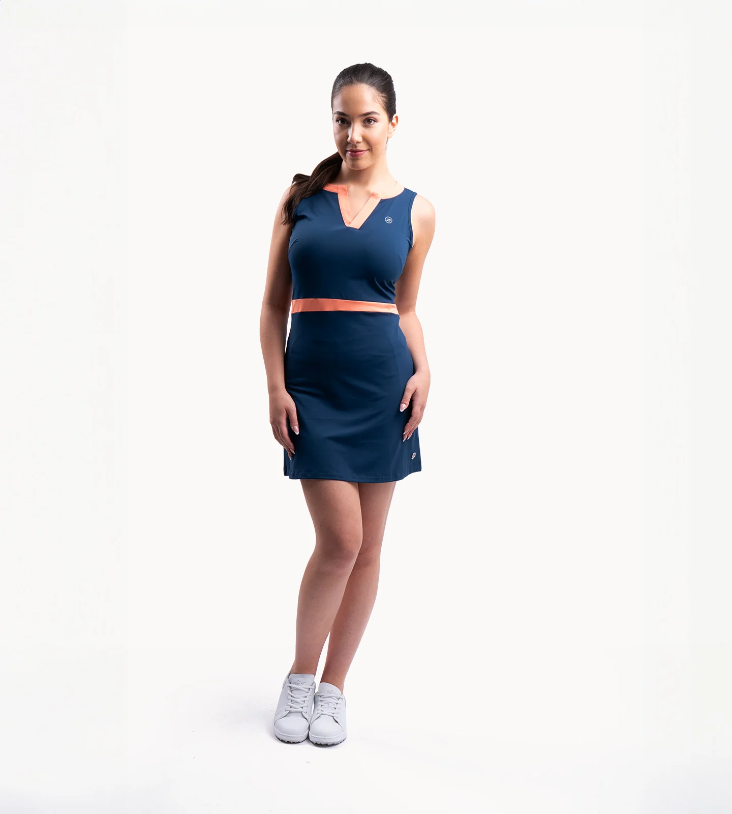 LADIES BELLA DRESS - NAVY/CORAL - Image 5