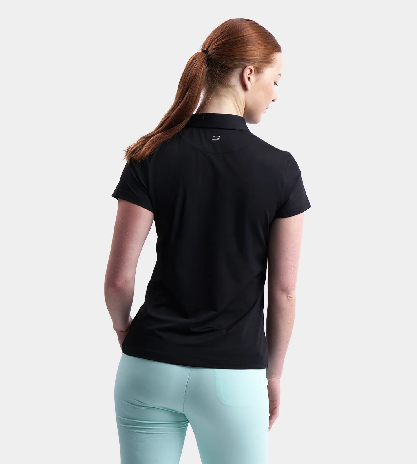LADIES BLOCK PIQUE POLO - BLACK - Image 2