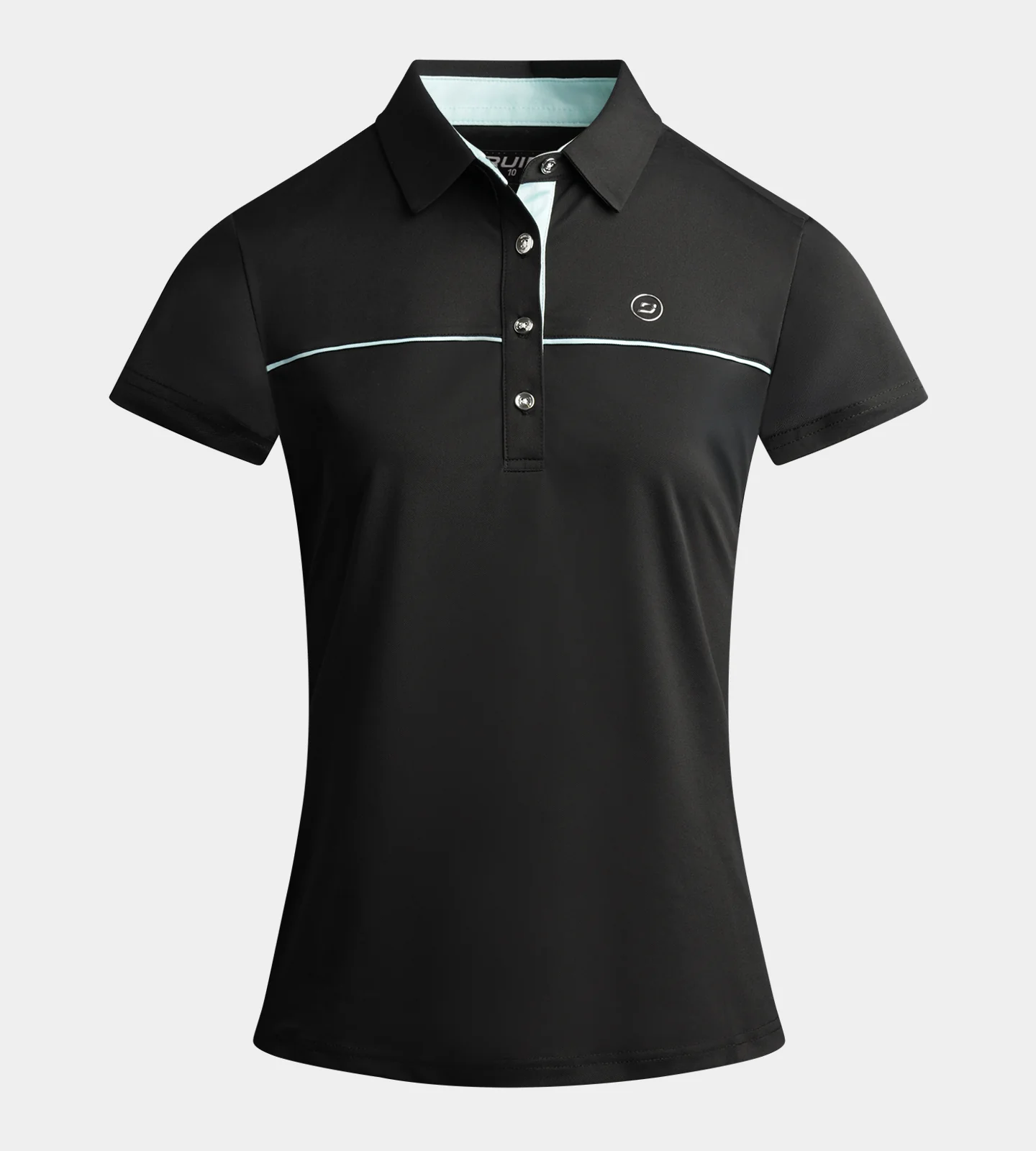 LADIES BLOCK PIQUE POLO - BLACK - Image 4