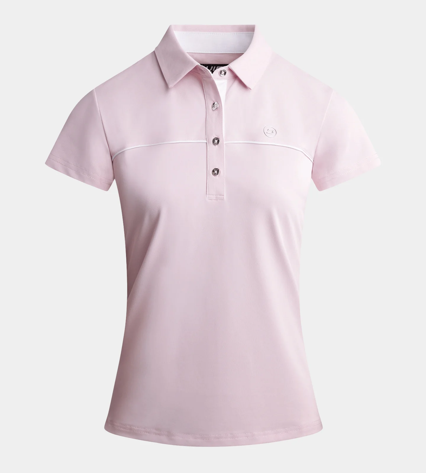 LADIES BLOCK PIQUE POLO - BLUSH - Image 4