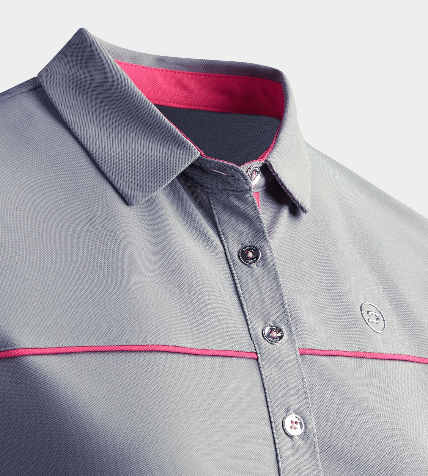 LADIES BLOCK PIQUE POLO - GREY - Image 5