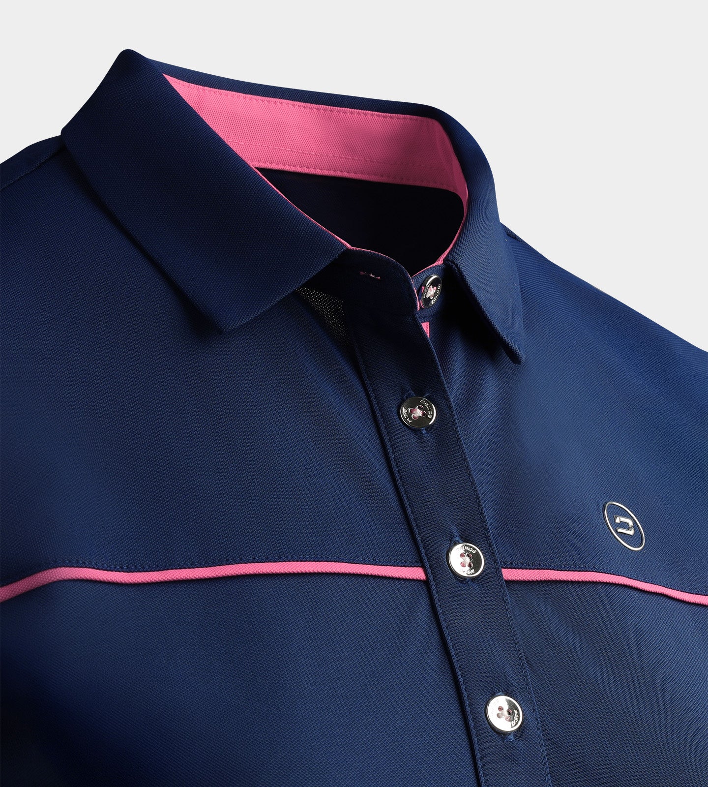 LADIES BLOCK PIQUE POLO - NAVY - Image 5