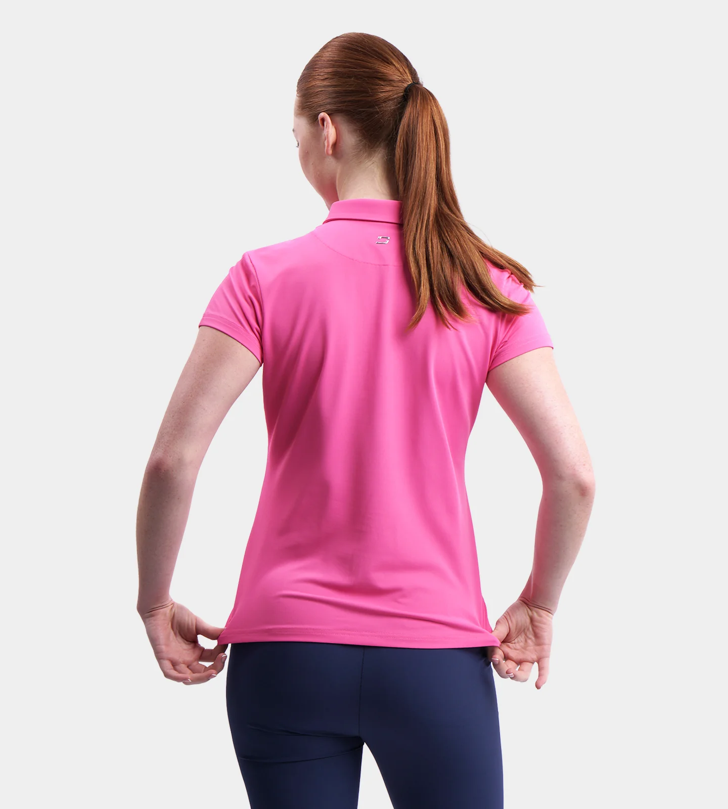 LADIES BLOCK PIQUE POLO - PINK - Image 2