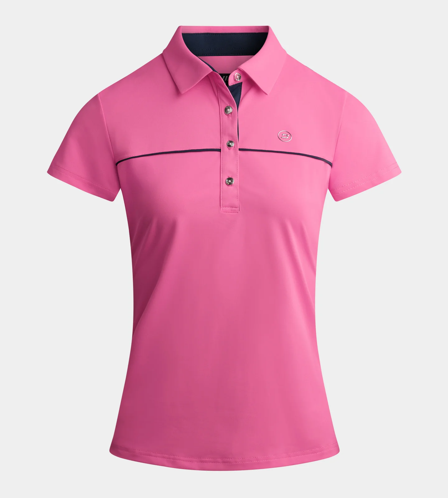 LADIES BLOCK PIQUE POLO - PINK - Image 4