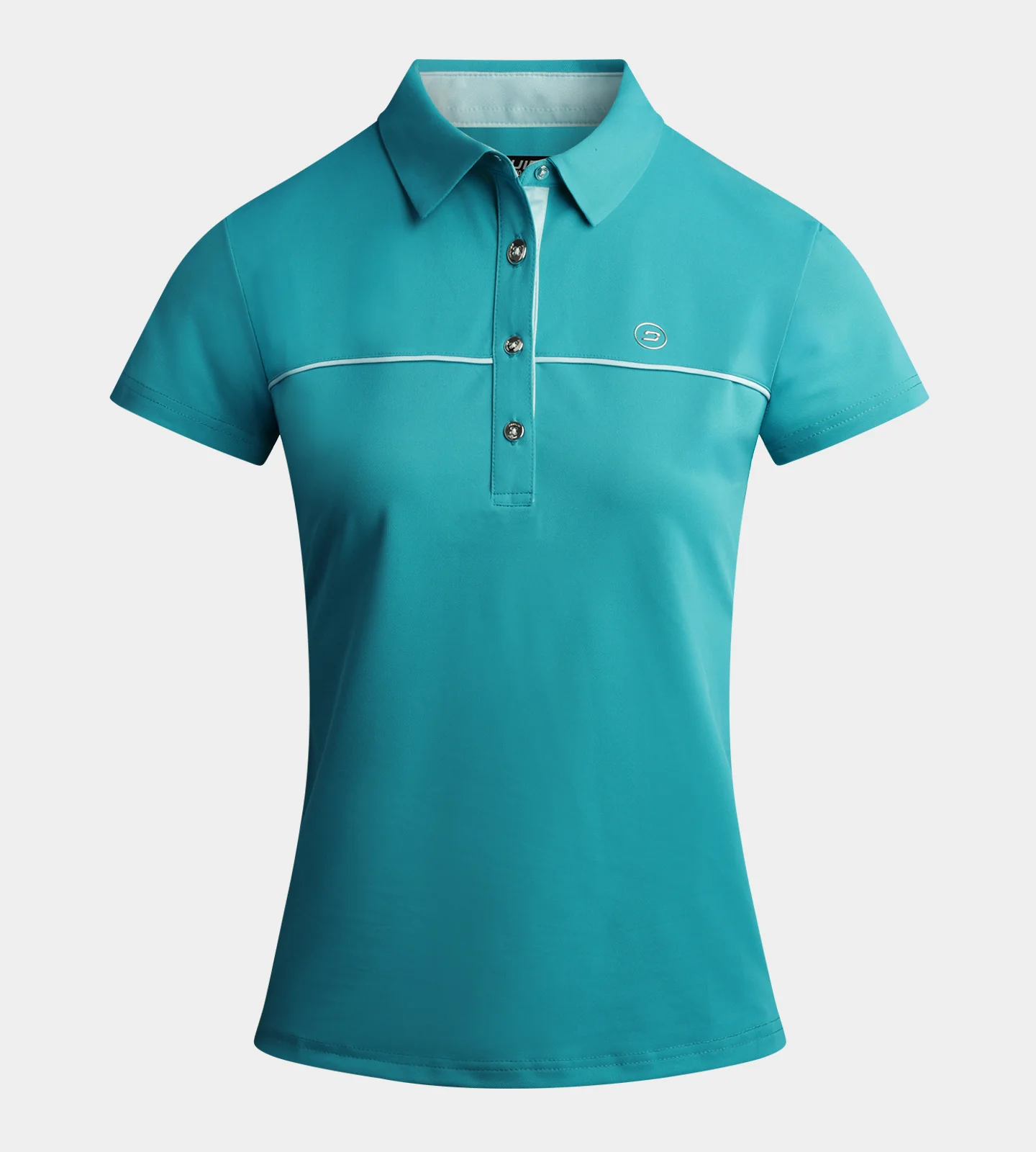 LADIES BLOCK PIQUE POLO - TEAL - Image 4