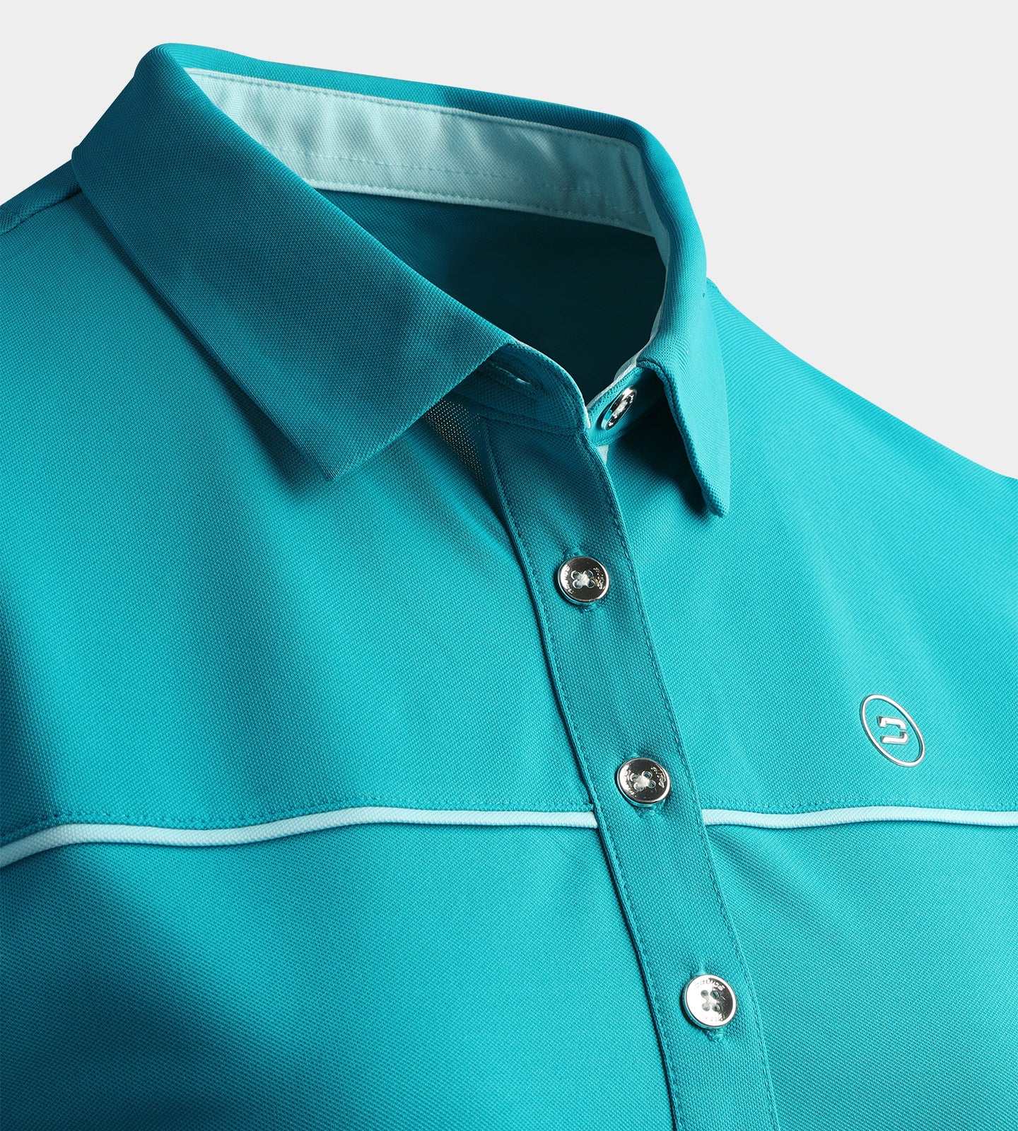 LADIES BLOCK PIQUE POLO - TEAL - Image 5