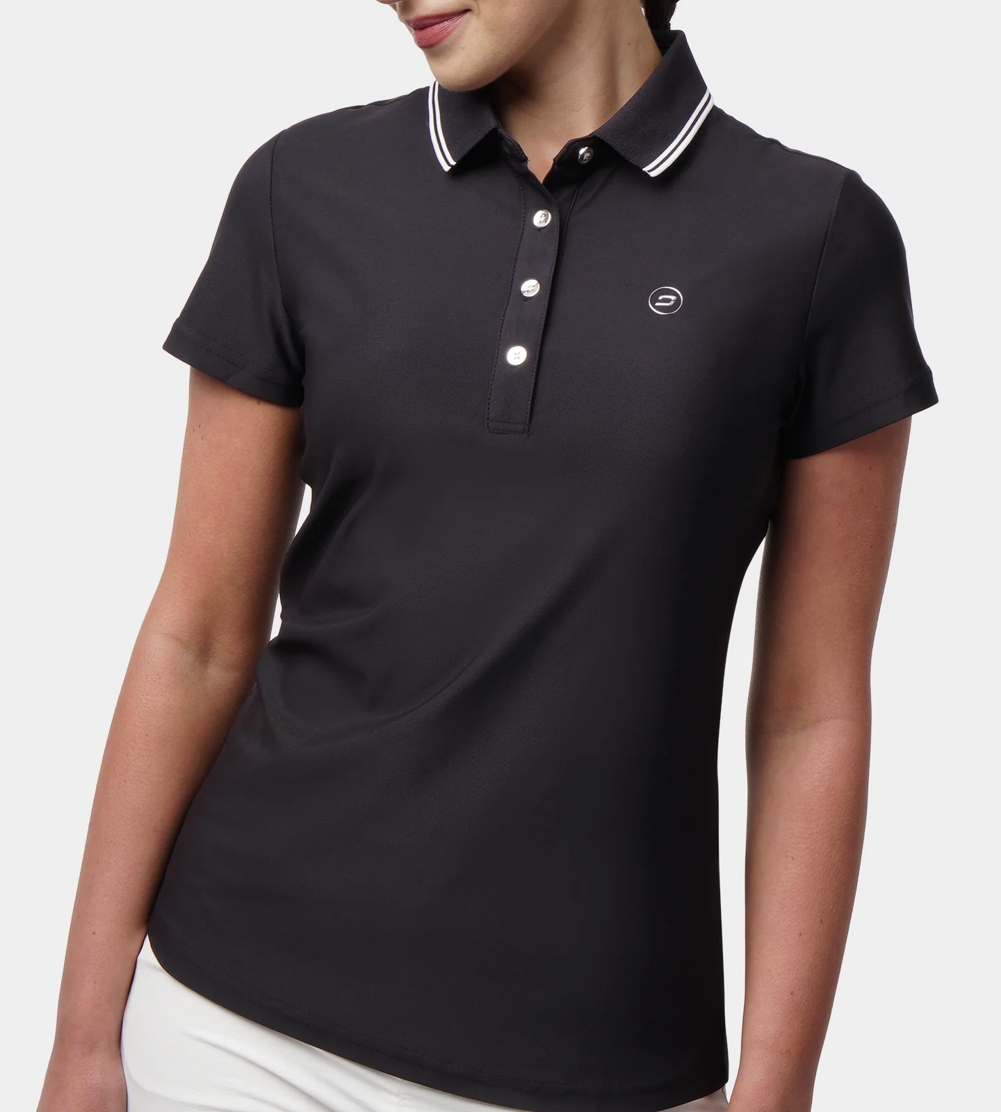 LADIES CLASSIC FIT POLO - BLACK - Image 3