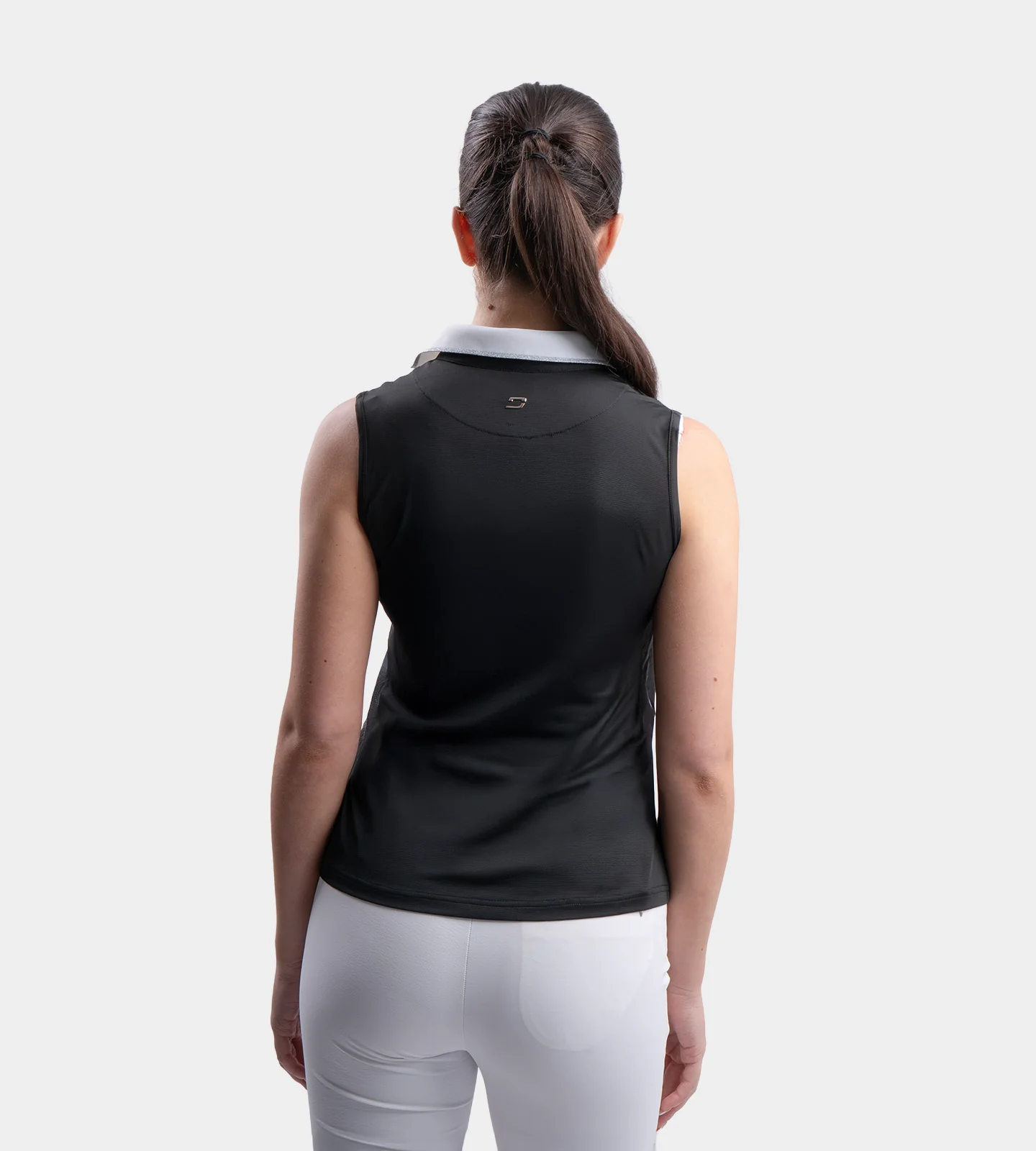 LADIES CLASSIC V NECK POLO - BLACK - Image 3