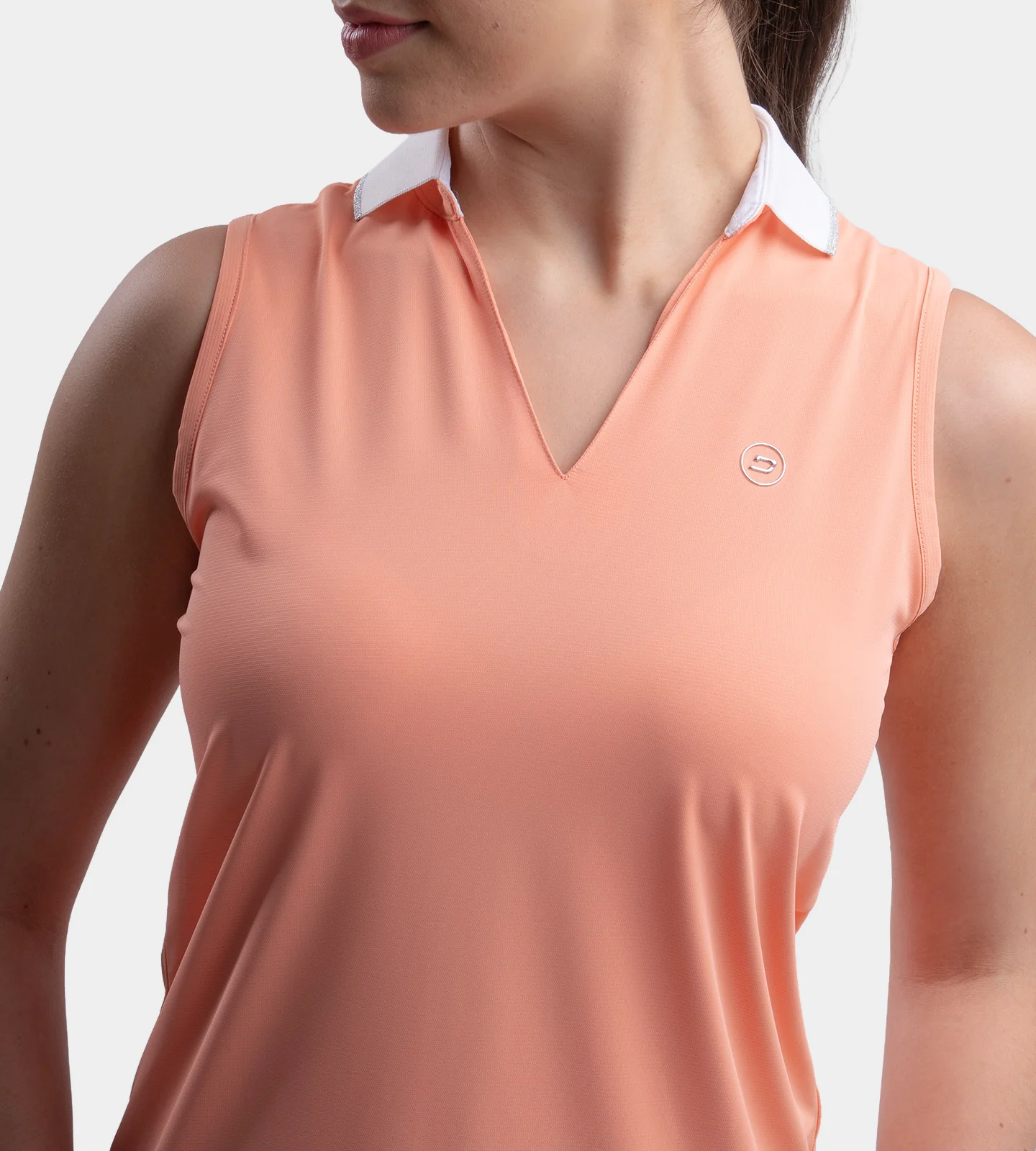 LADIES CLASSIC V NECK POLO - CORAL - Image 2