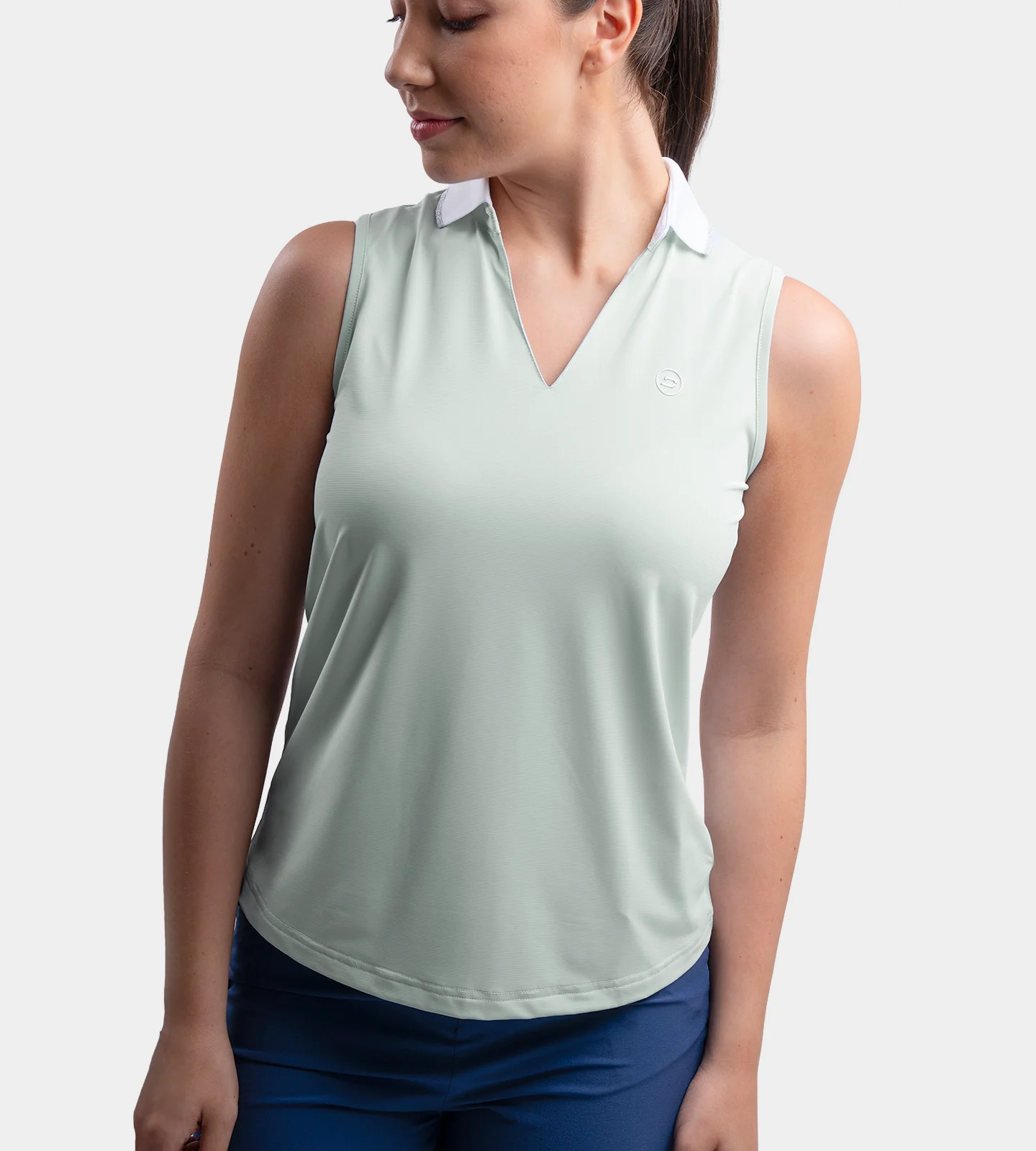 LADIES CLASSIC V NECK POLO - MINT - Image 2