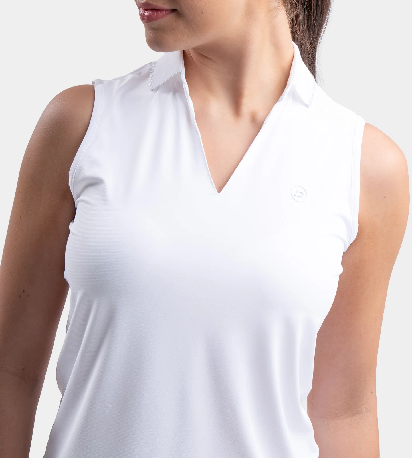 LADIES CLASSIC V NECK POLO - WHITE - Image 2