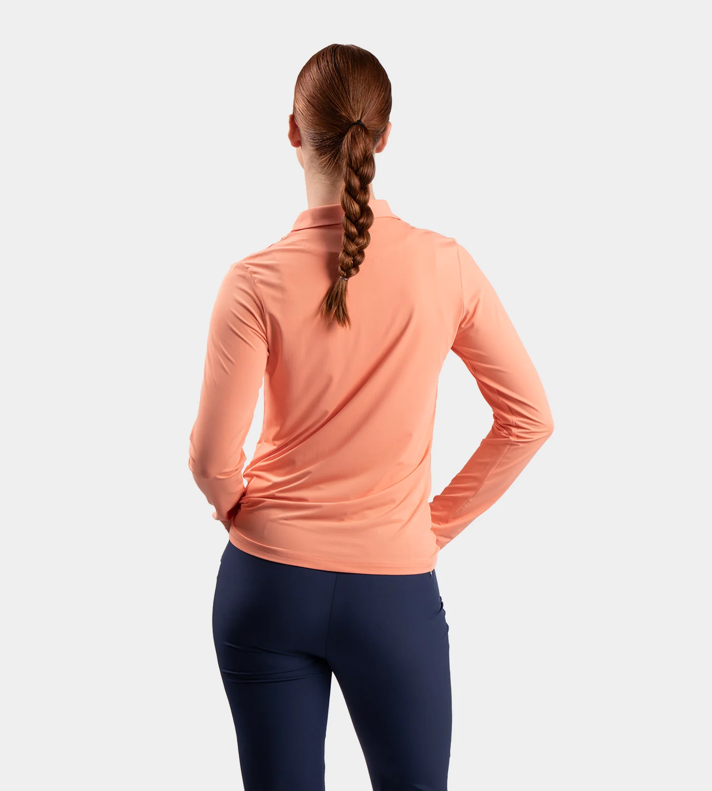 LADIES ELITE LONG SLEEVE POLO - CORAL - Image 3