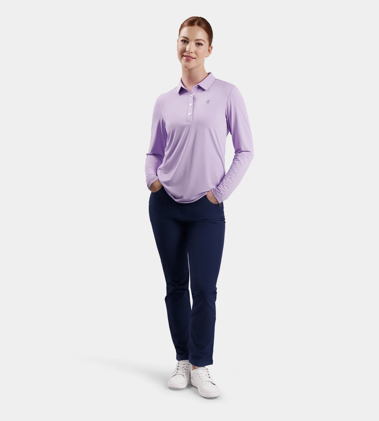 LADIES ELITE LONG SLEEVE POLO - LAVENDER - Image 6