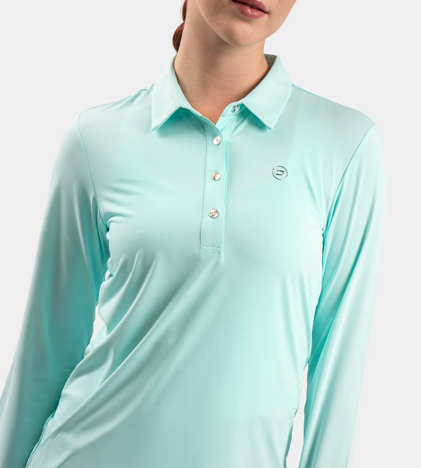 LADIES ELITE LONG SLEEVE POLO - MINT - Image 2