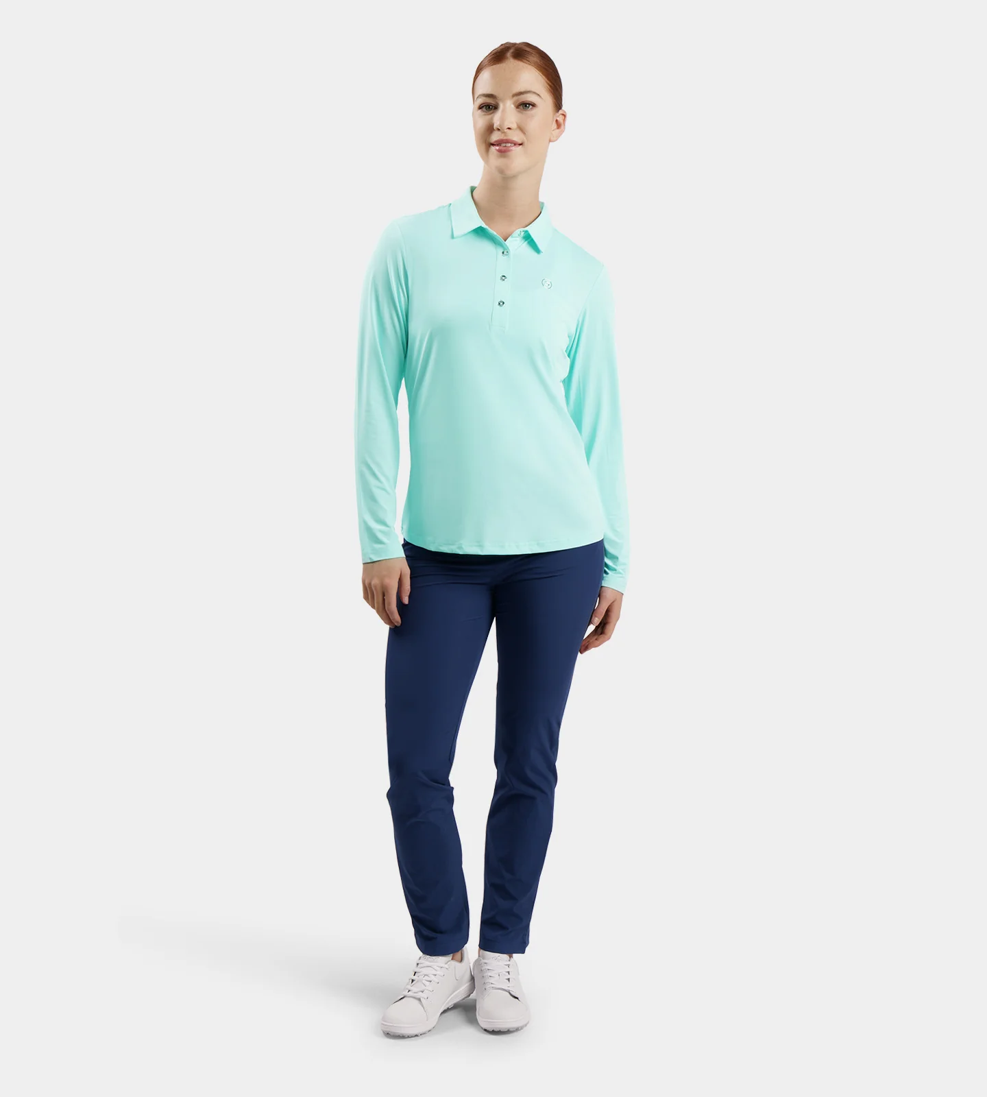 LADIES ELITE LONG SLEEVE POLO - MINT - Image 6