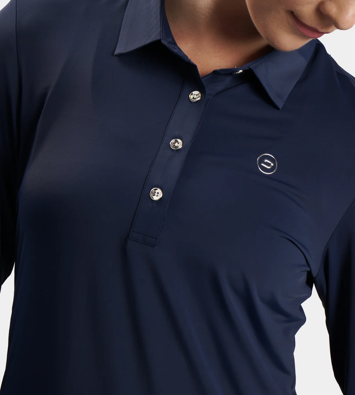 LADIES ELITE LONG SLEEVE POLO - NAVY - Image 2