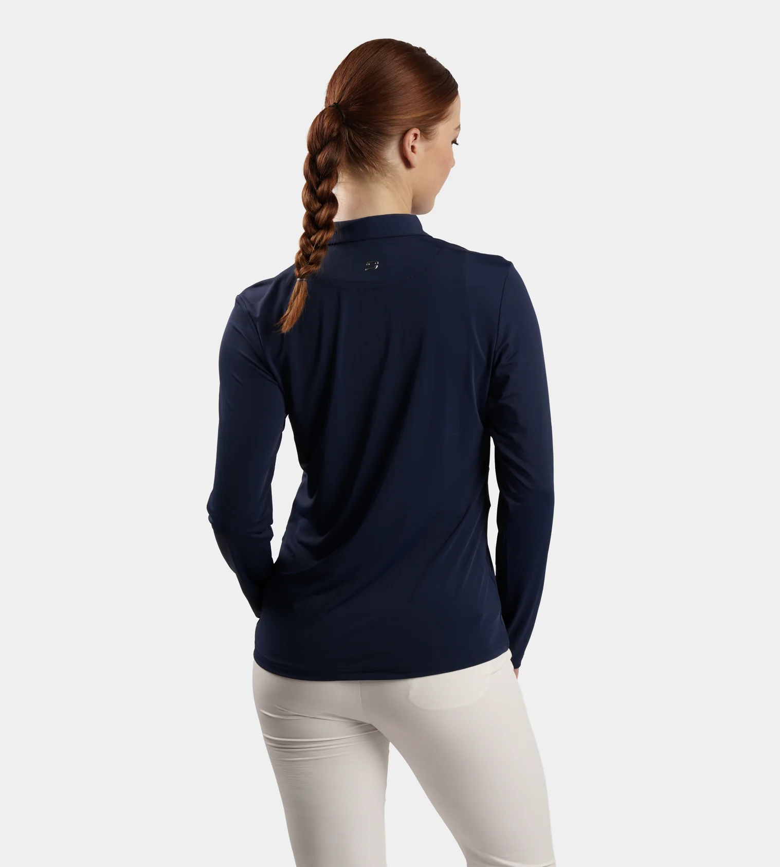 LADIES ELITE LONG SLEEVE POLO - NAVY - Image 3