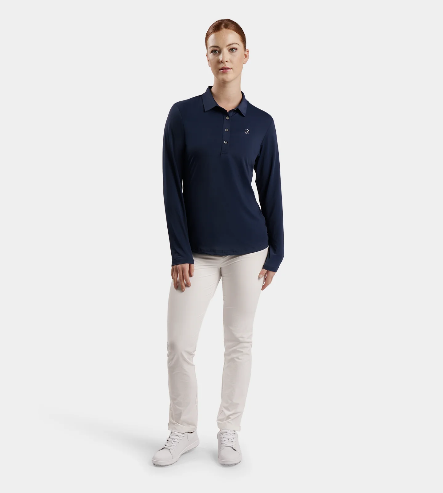 LADIES ELITE LONG SLEEVE POLO - NAVY - Image 5