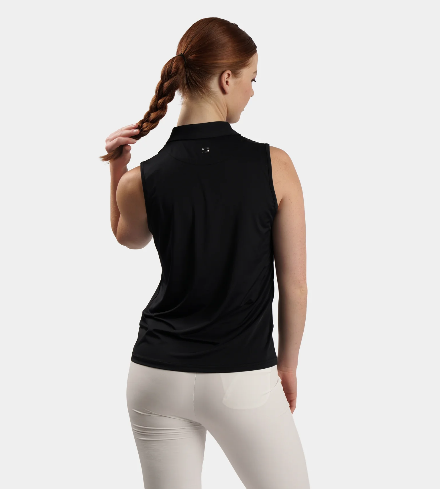 LADIES ELITE SLEEVELESS POLO - BLACK - Image 3